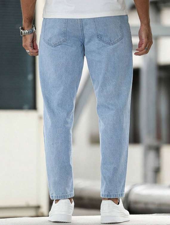relaxed fit mid rise light blue washed denim jeans - 22548196 -  Standard Image - 3