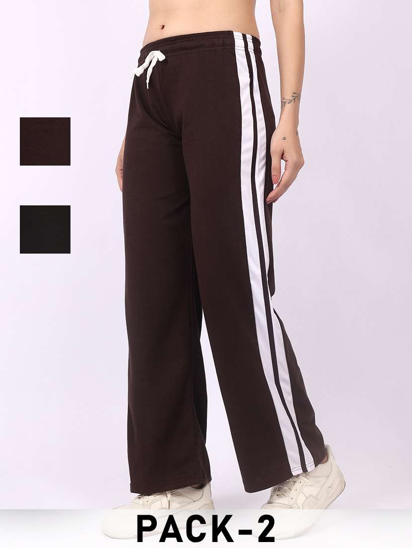 women pack of 2 tapered mid rise regular track pant