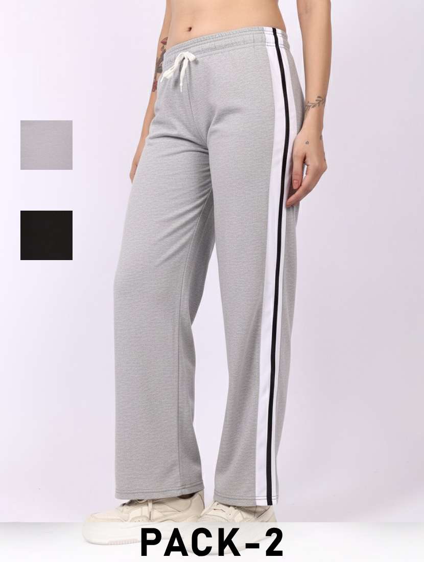 women pack of 2 tapered mid rise regular track pant