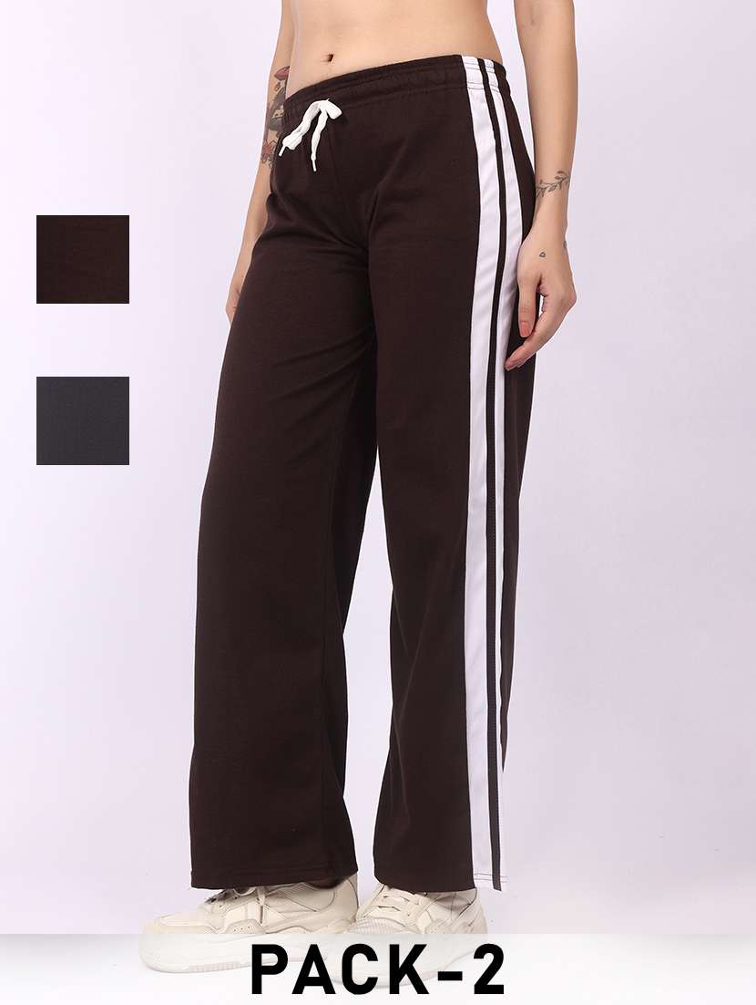 women pack of 2 tapered mid rise regular track pant