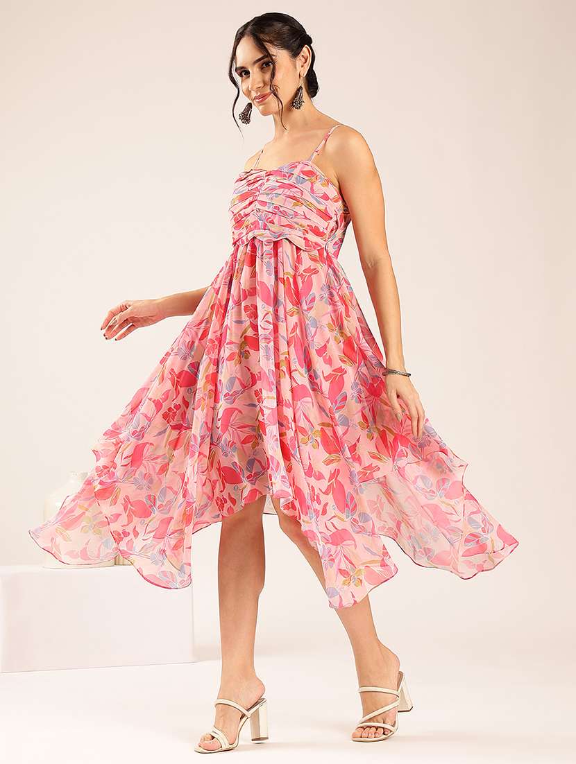 women printed shoulder strap asymmetric dress - 22548208 -  Standard Image - 3