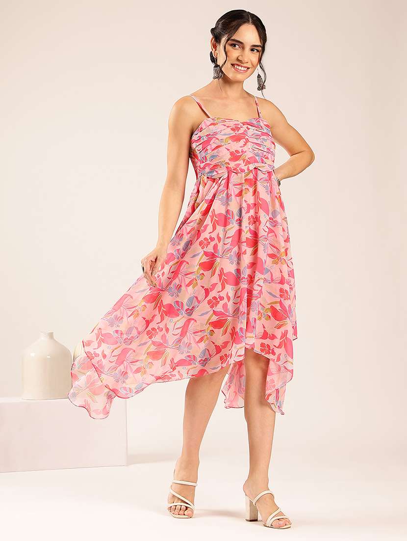 women printed shoulder strap asymmetric dress - 22548208 -  Standard Image - 5
