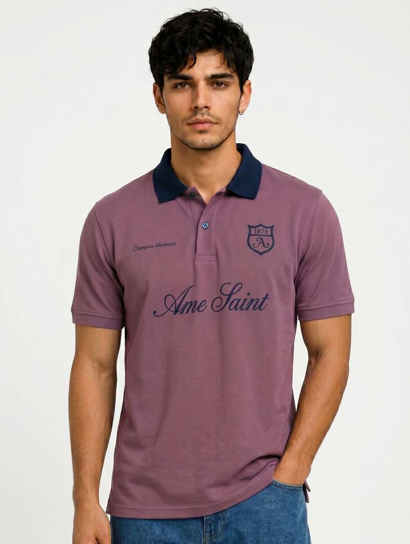 men typographic printed short sleeves polo t-shirt