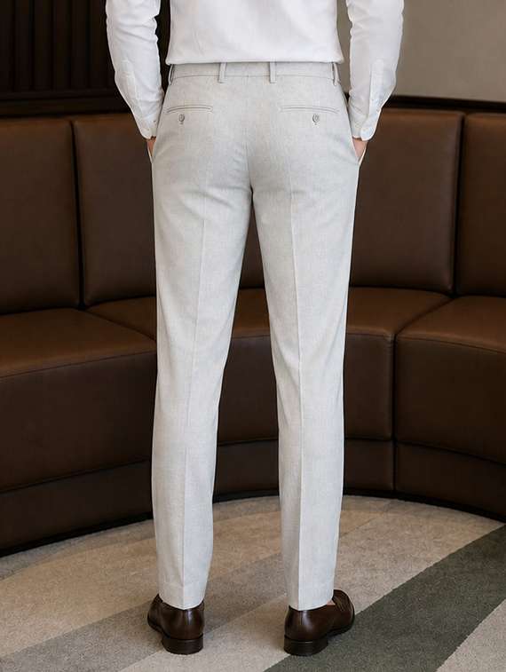 men solid mid rise flat formal trouser - 22548275 -  Standard Image - 3
