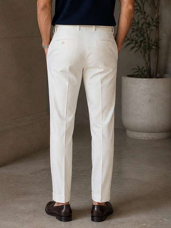 men solid mid rise flat formal trouser - 22548277 -  Standard Image - 3