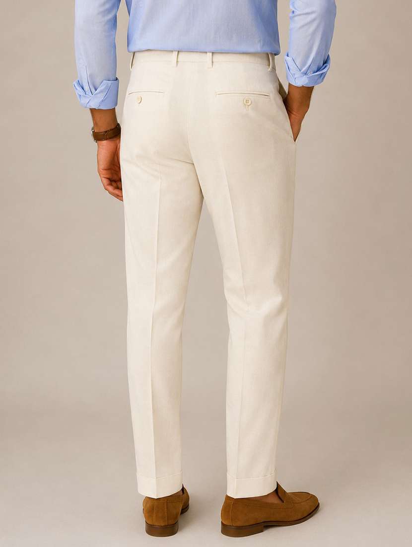 men solid mid rise flat formal trouser - 22548279 -  Standard Image - 3