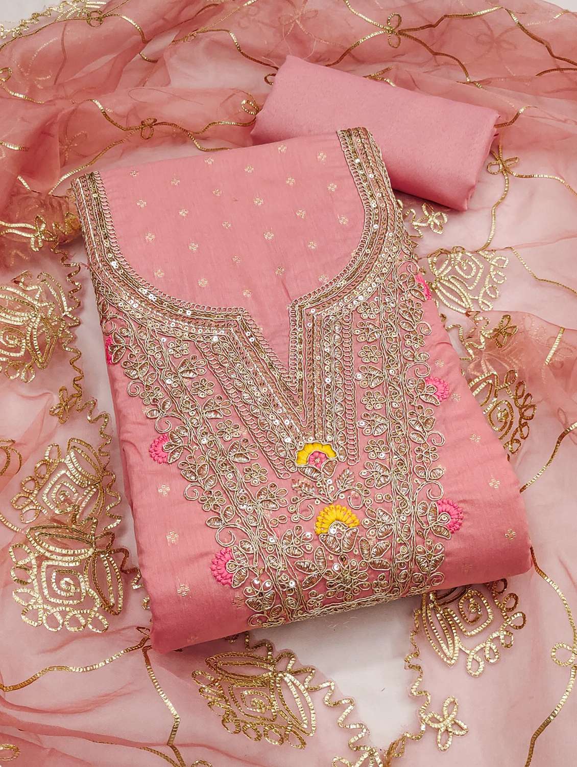 women self design unstitched suit set