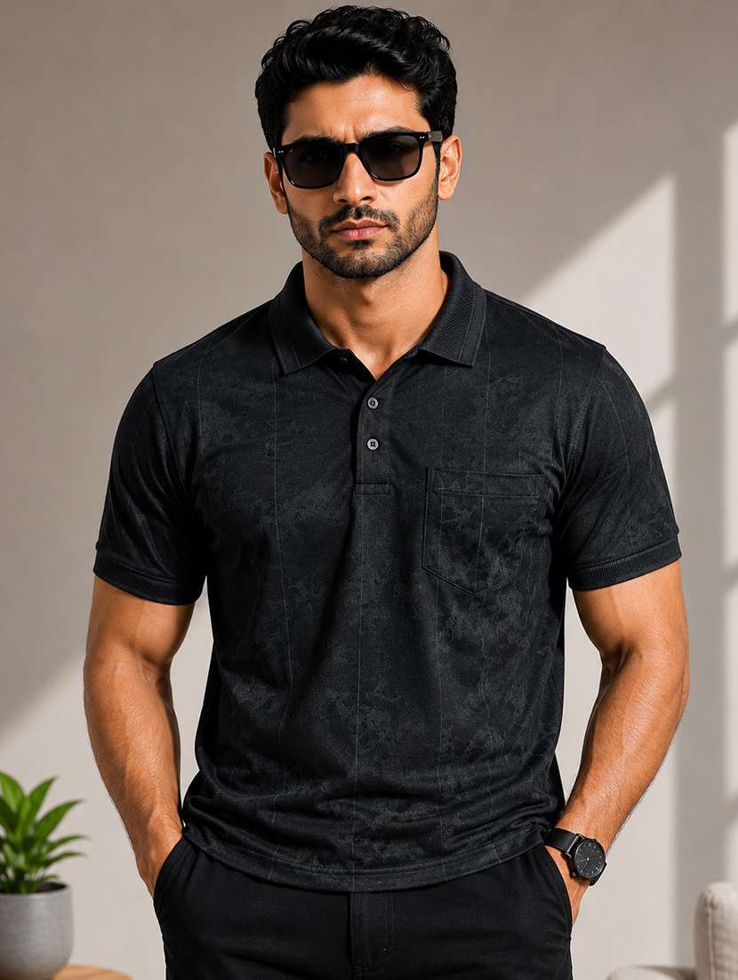 men printed short sleeves polo t-shirt