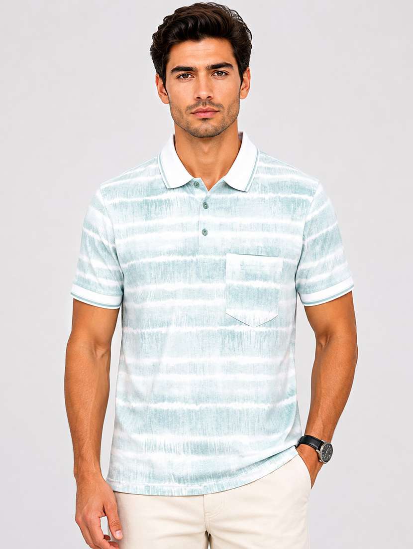 men printed short sleeves polo t-shirt