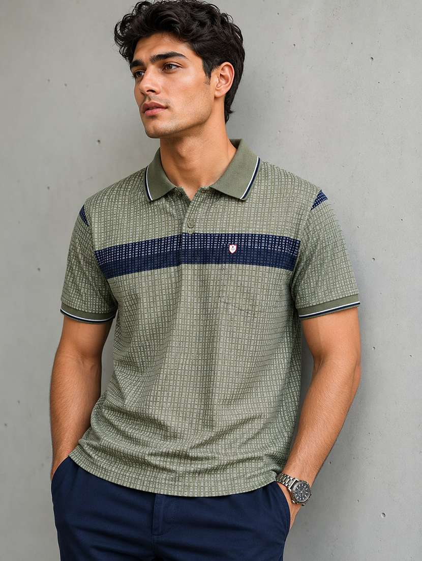 men printed short sleeves polo t-shirt
