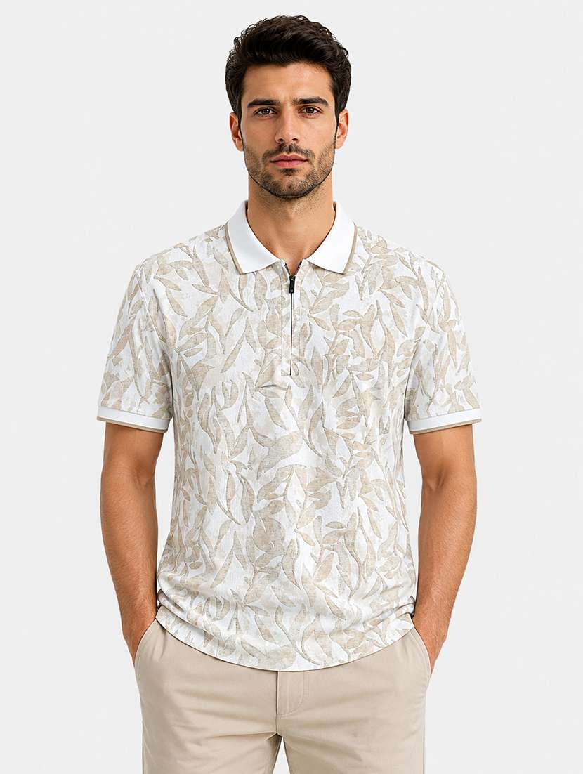 men printed short sleeves polo t-shirt