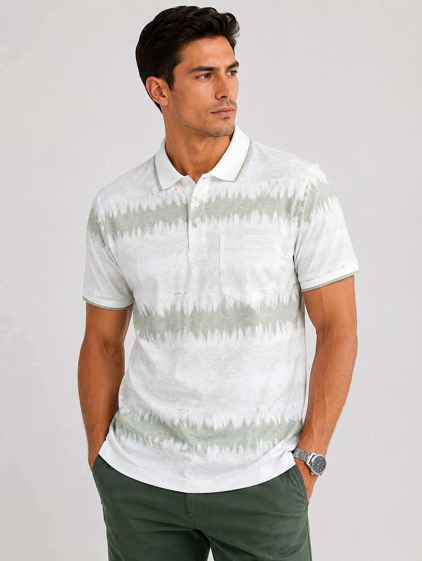 men printed short sleeves polo t-shirt