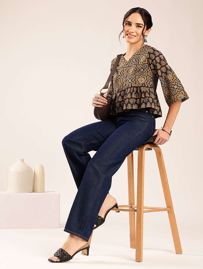 women printed bell sleeves peplum top - 22548325 -  Standard Image - 5