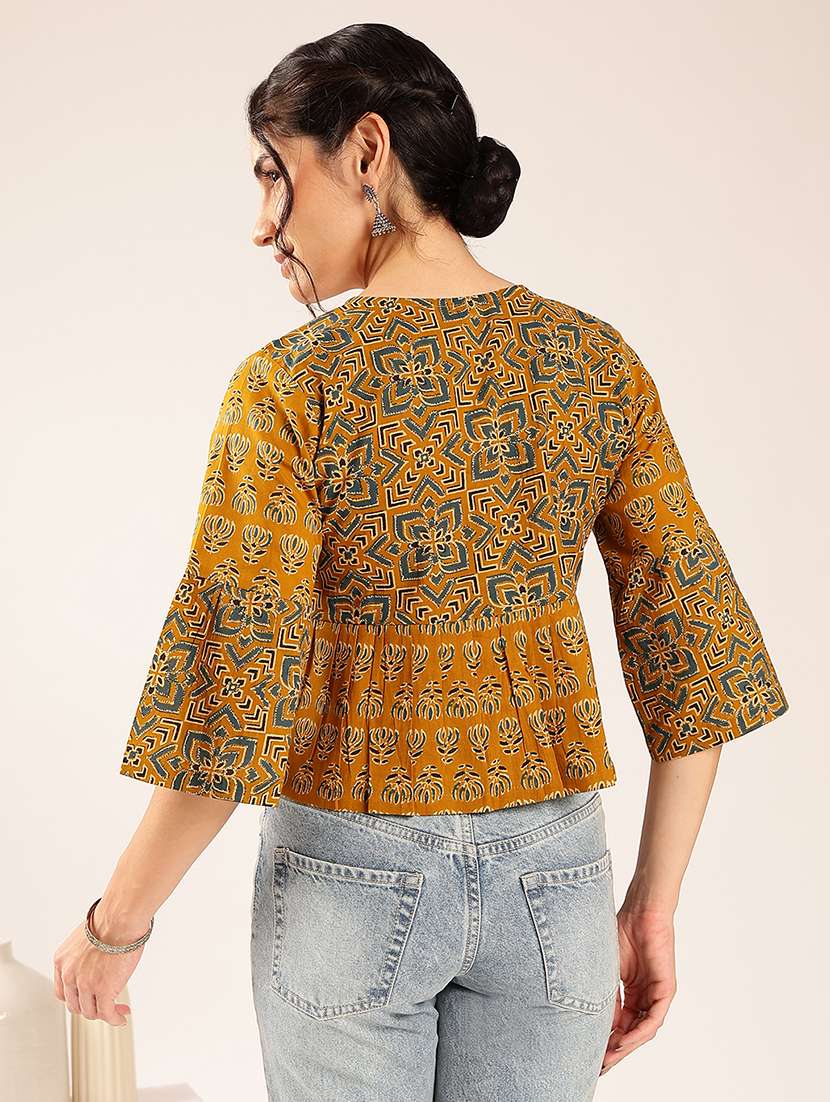 women printed bell sleeves peplum top - 22548326 -  Standard Image - 3