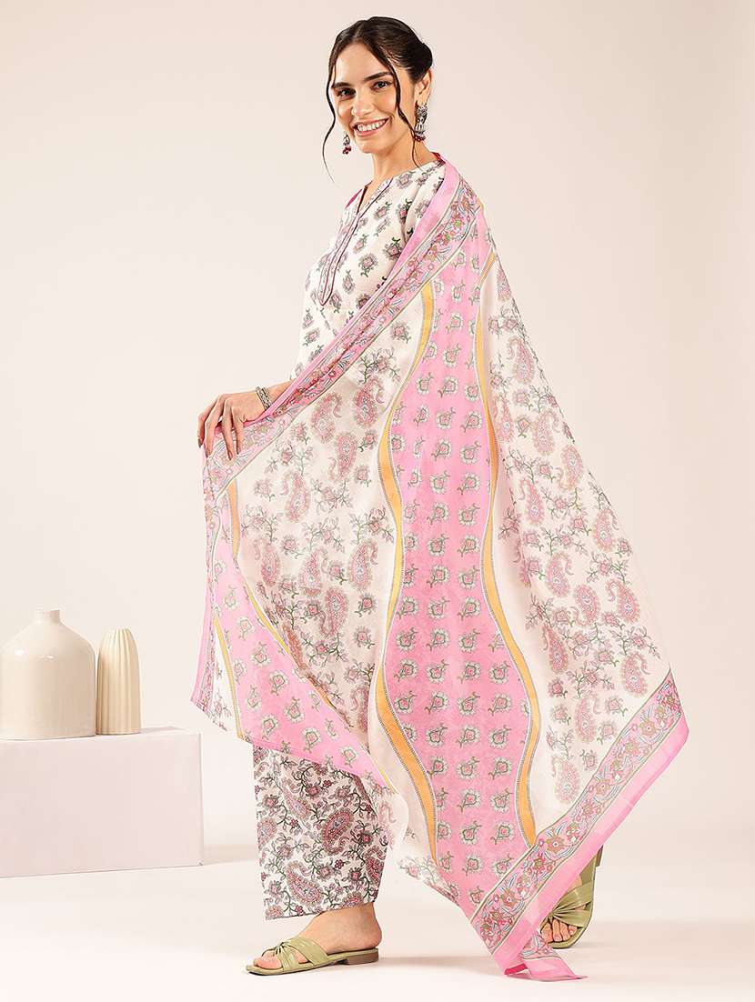 women printed three quarter sleeves kurta salwar set with dupatta - 22548346 -  Standard Image - 3