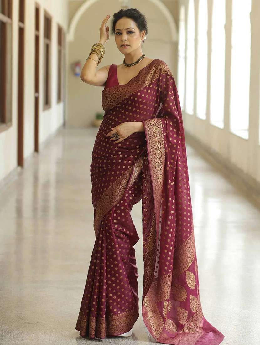 women self design banarasi saree with blouse - 22548556 -  Standard Image - 3
