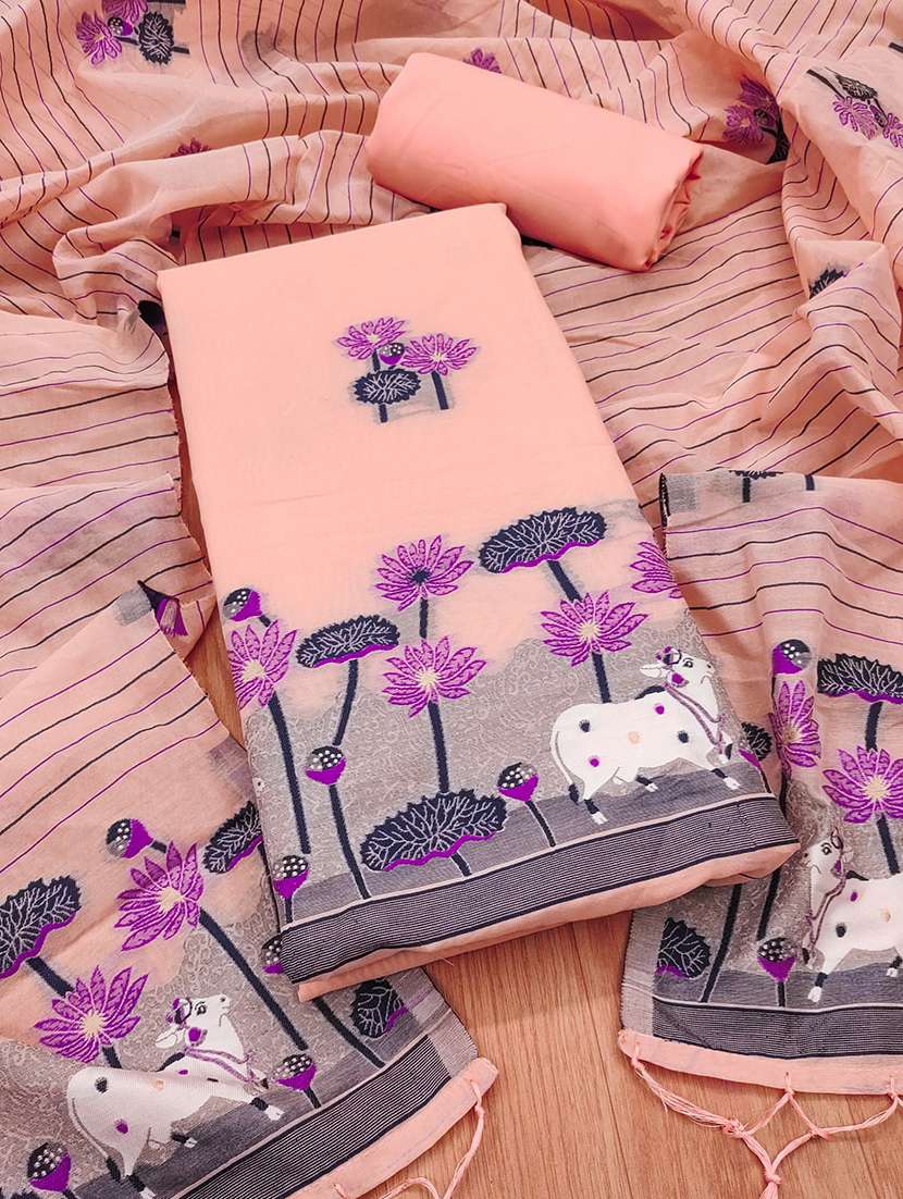 women self design unstitched suit set