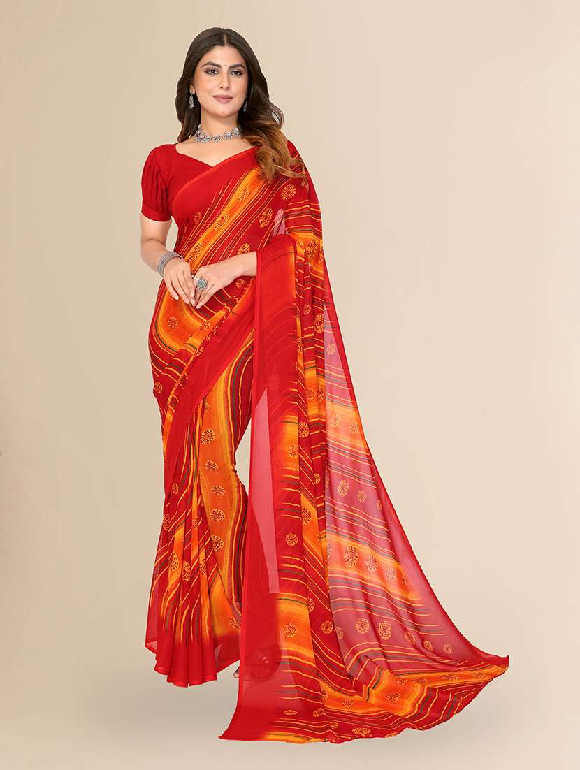 women printed casual wear saree with blouse