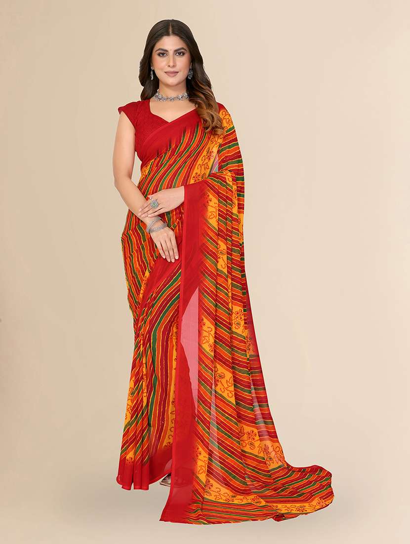 women printed casual wear saree with blouse