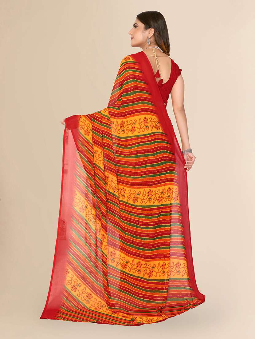 Women Printed Casual Wear Saree With Blouse - 22548863 -  Standard Image - 3