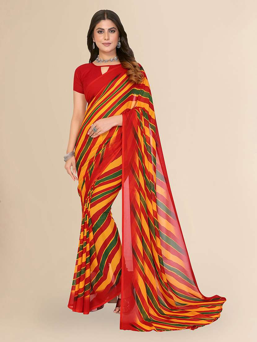 women printed casual wear saree with blouse
