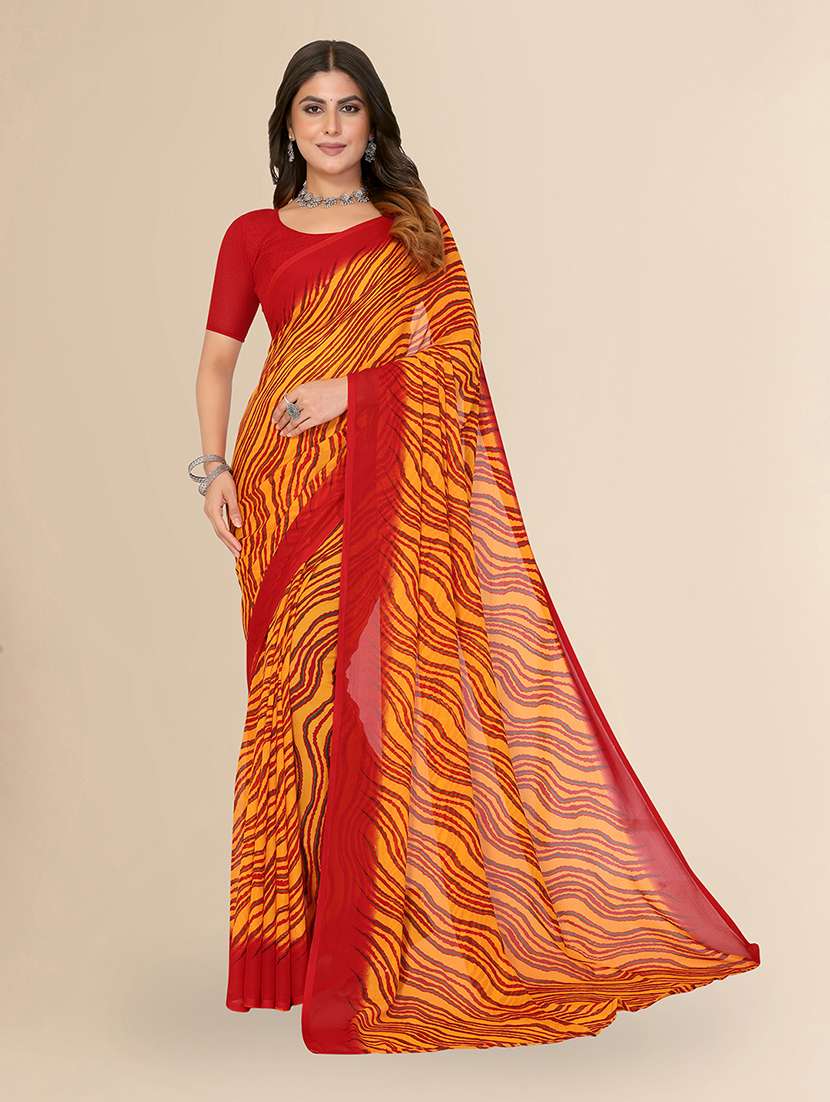 women printed casual wear saree with blouse