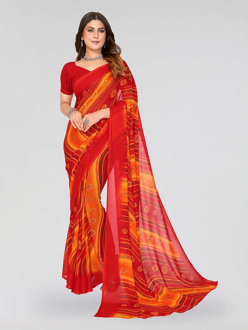 women printed casual wear saree with blouse