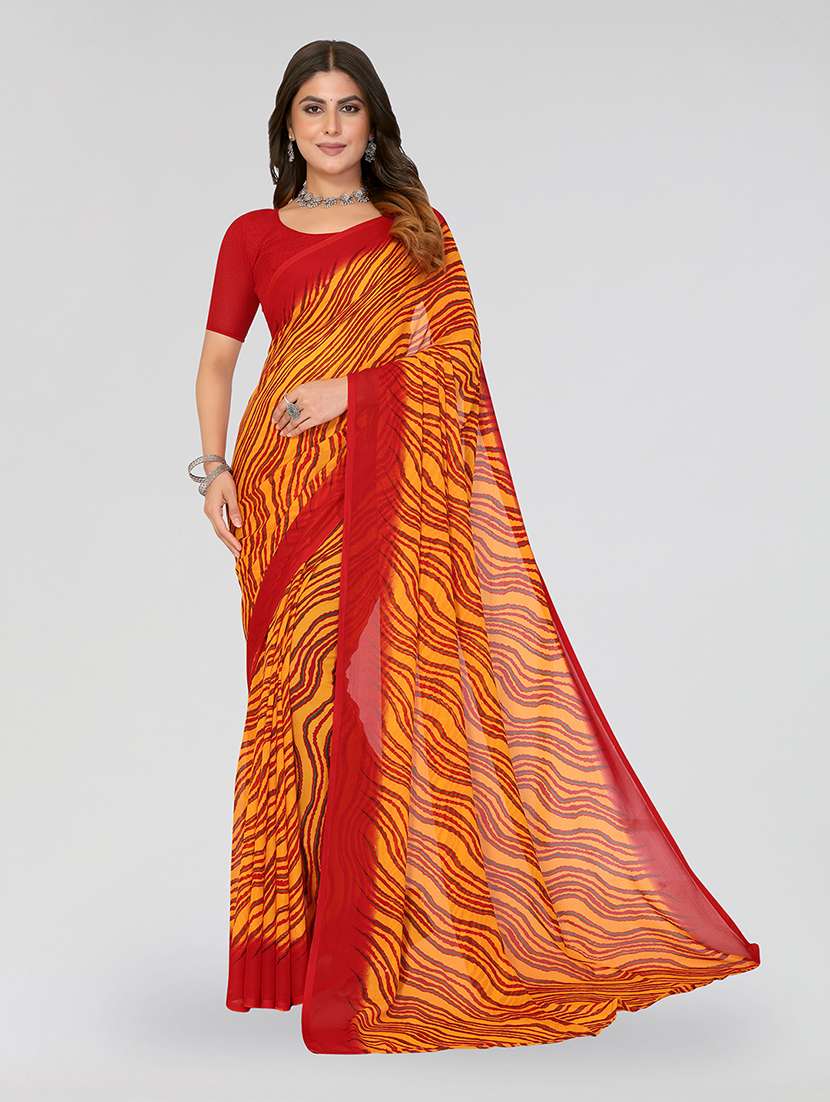 women printed casual wear saree with blouse
