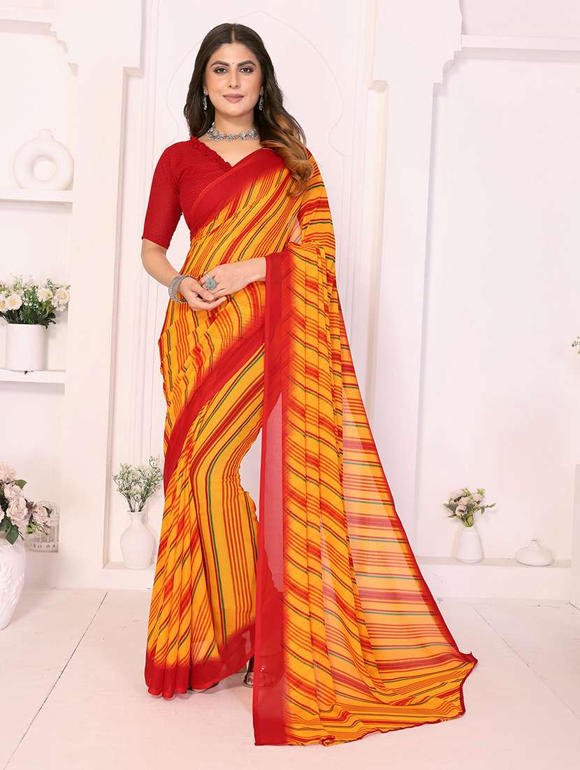 women printed casual wear saree with blouse