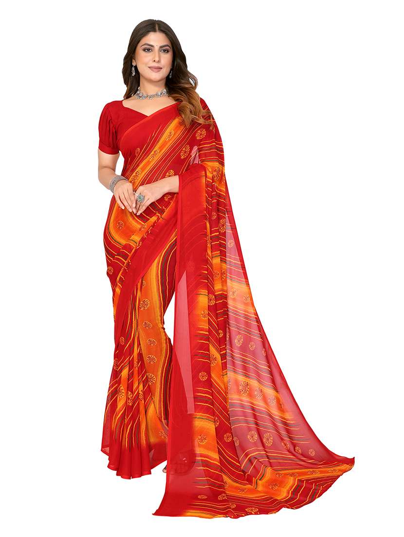 women printed casual wear saree with blouse