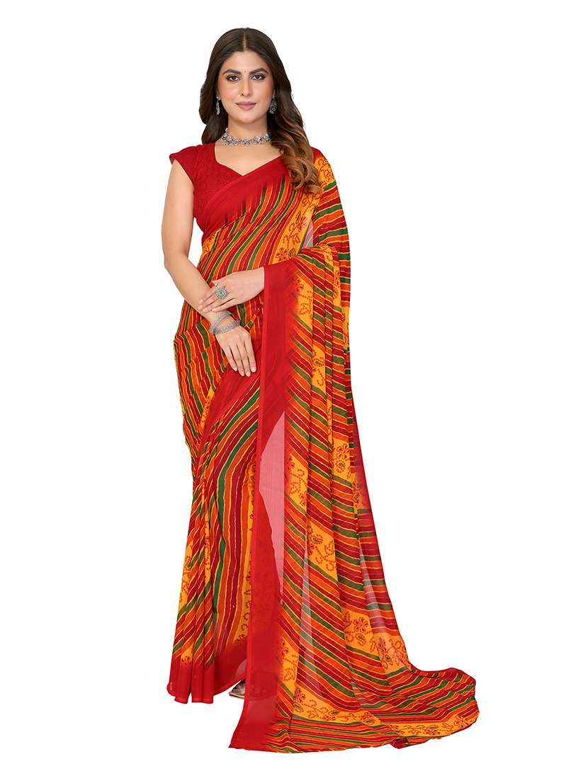 women printed casual wear saree with blouse