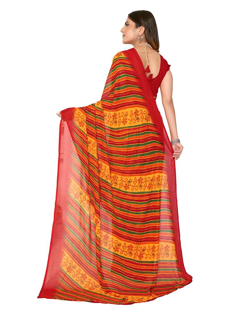 Women Printed Casual Wear Saree With Blouse - 22548891 -  Standard Image - 3