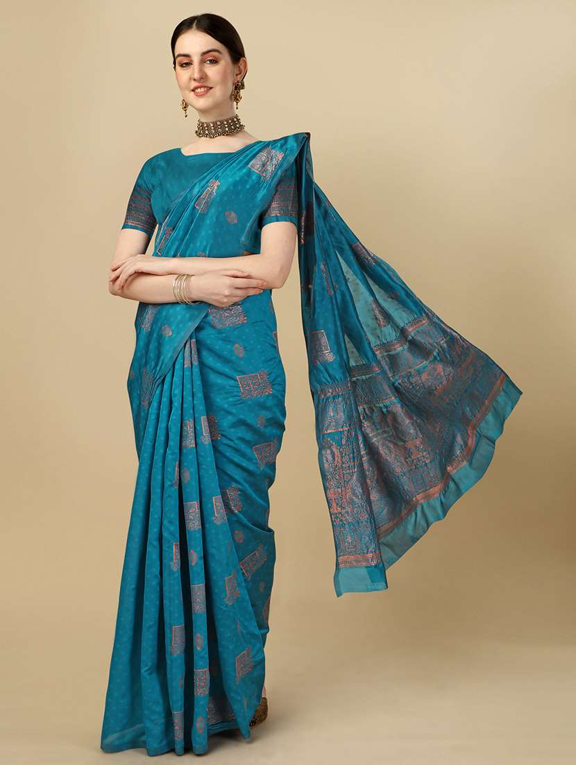 women self design banarasi saree with blouse