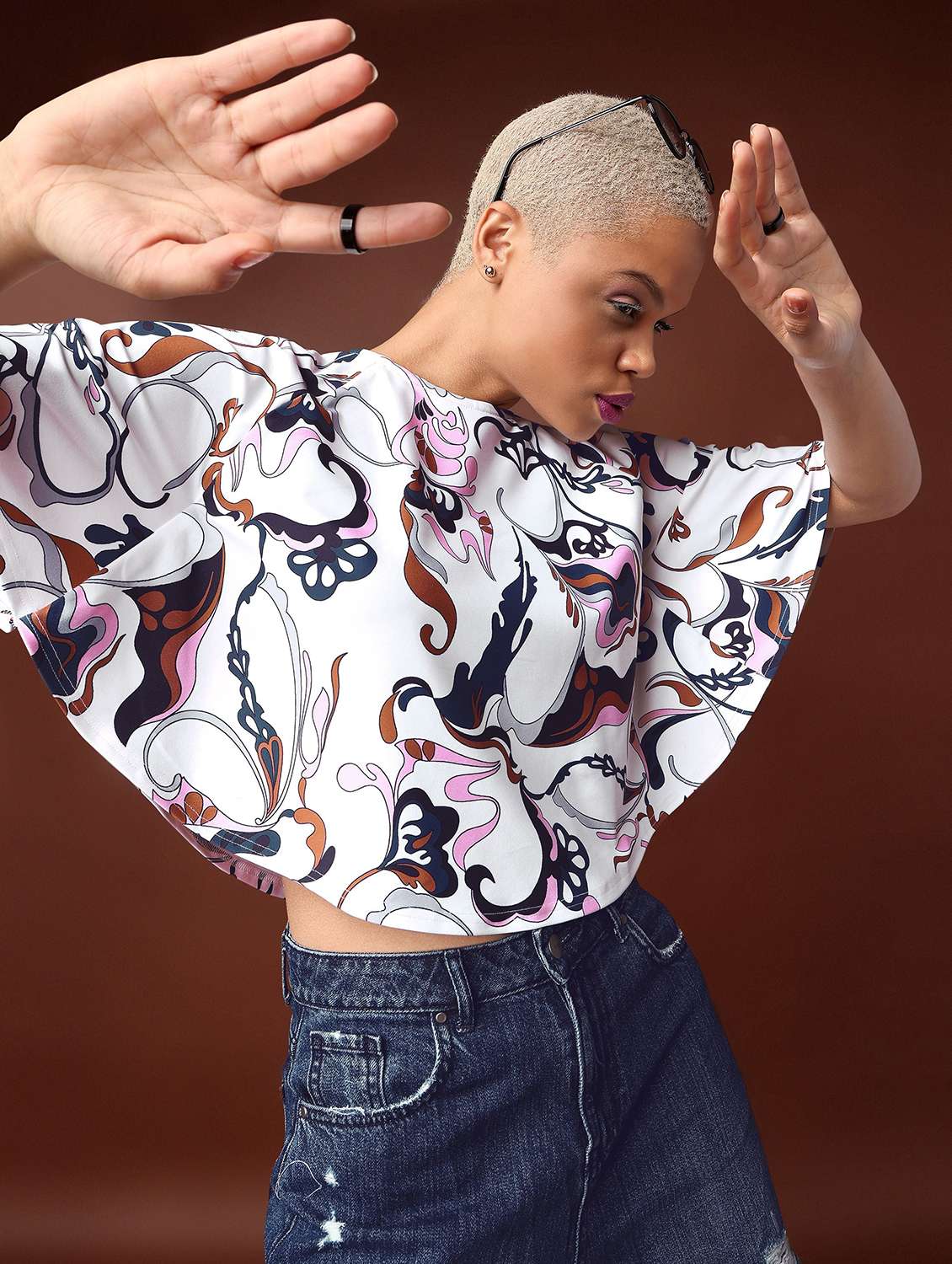 white polyester regular top