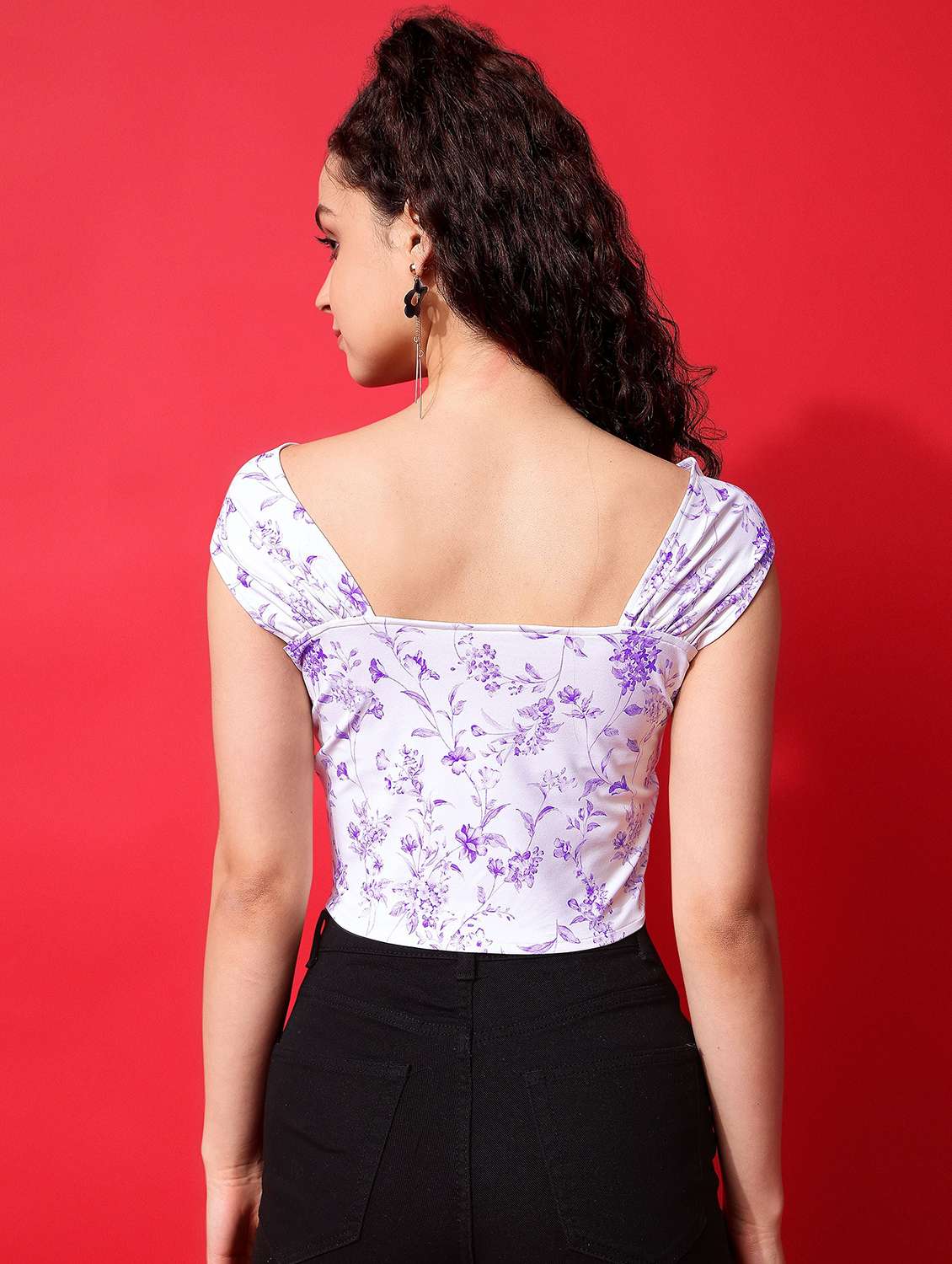 women printed off shoulder crop top - 22549032 -  Standard Image - 3