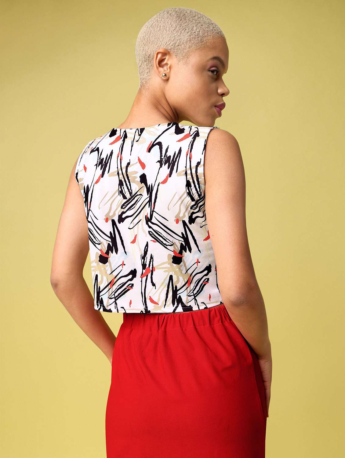 women printed sleeveless crop top - 22549045 -  Standard Image - 3