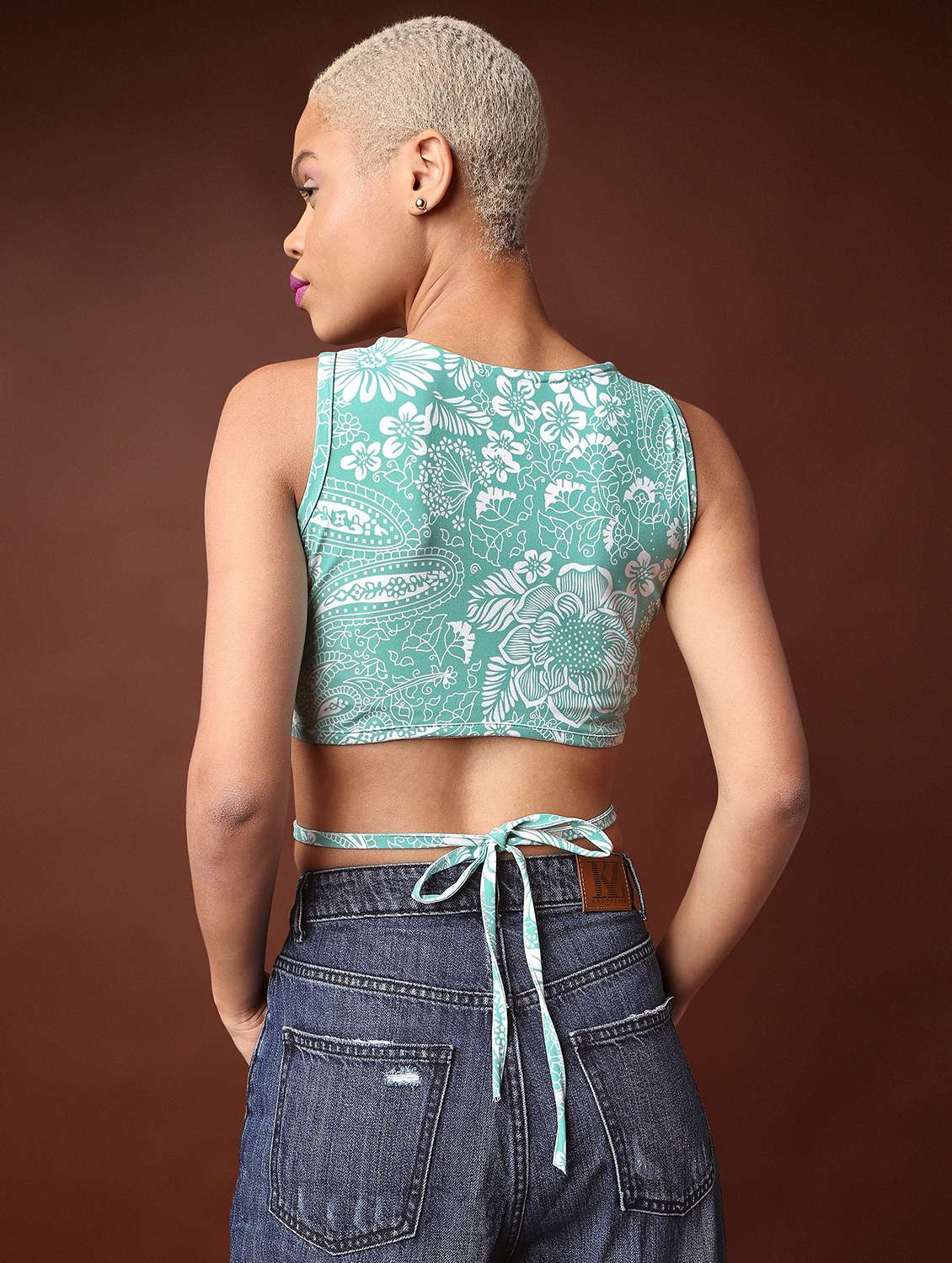 women printed sleeveless crop top - 22549048 -  Standard Image - 3