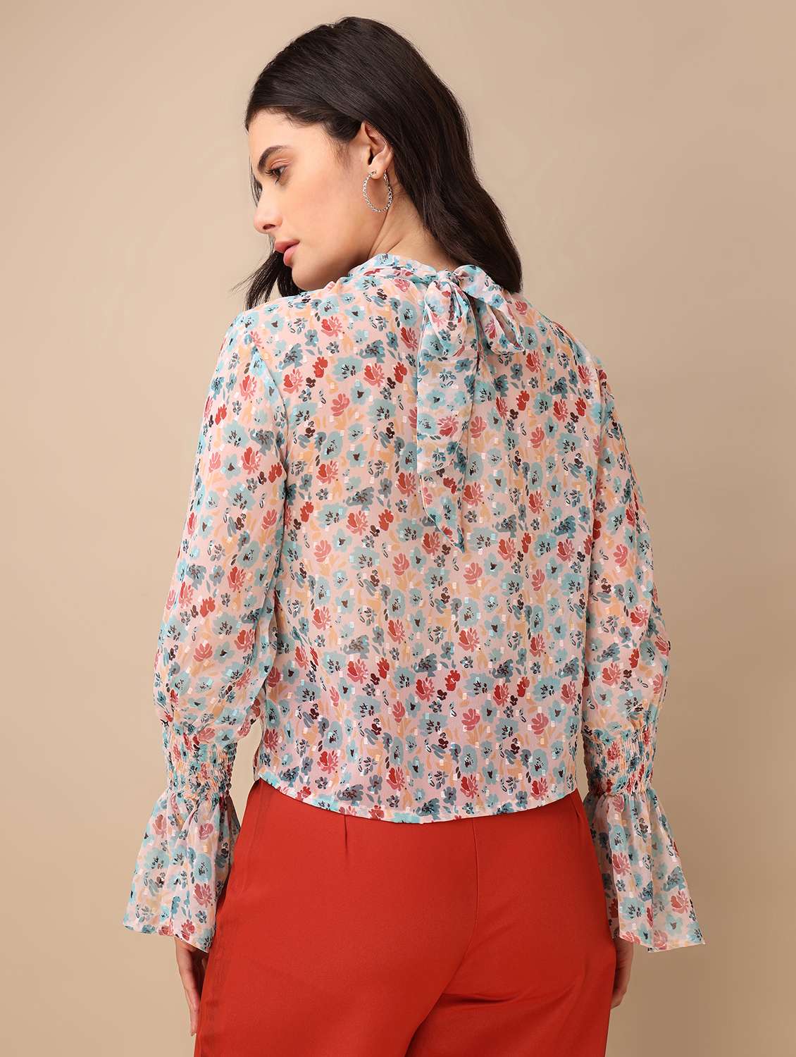 women printed high neck regular top - 22549075 -  Standard Image - 3