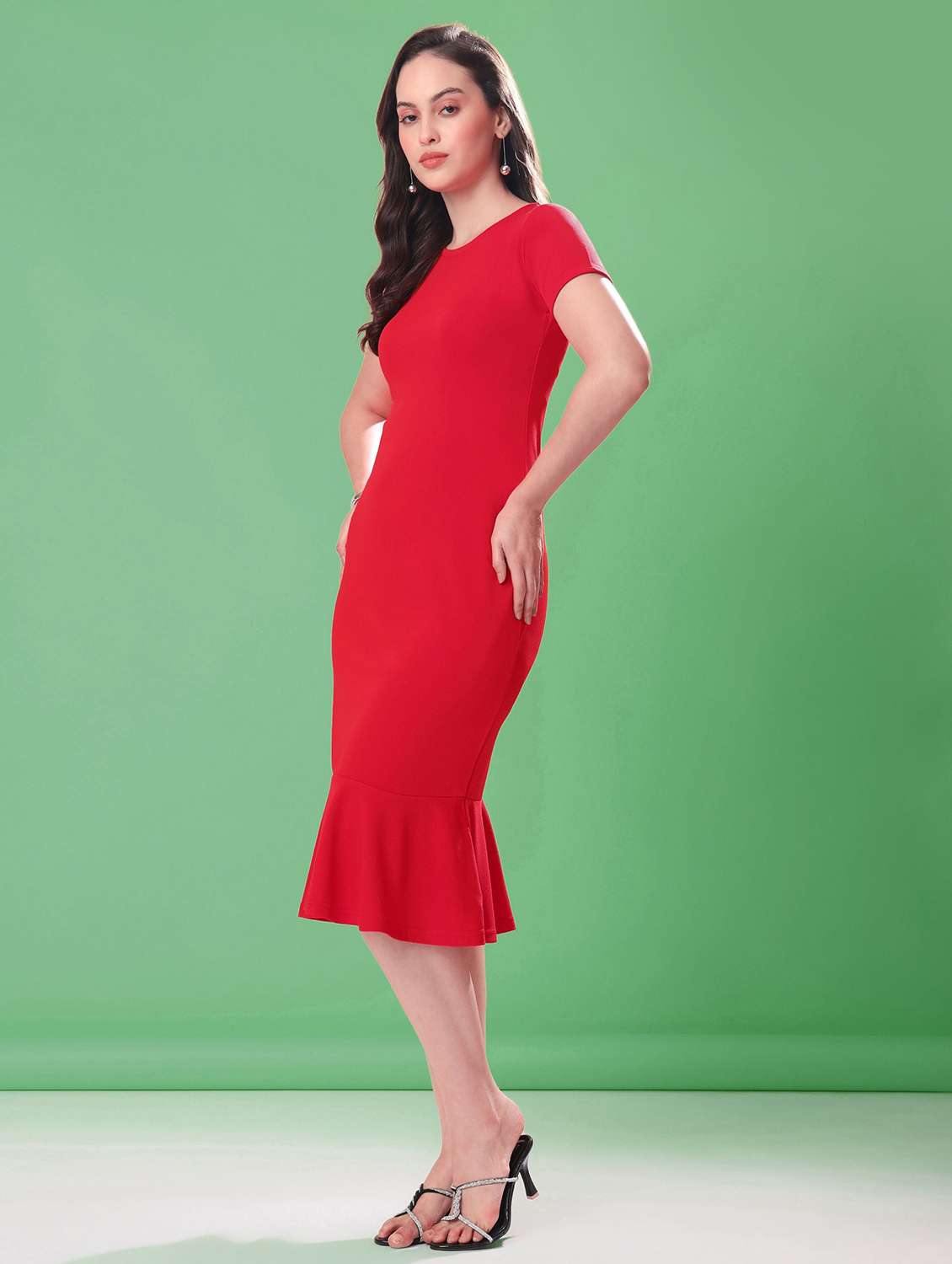 women solid short sleeves sheath dress - 22549149 -  Standard Image - 3