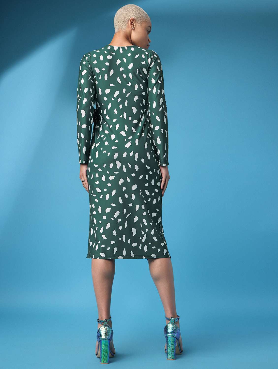 women printed long sleeves wrap dress - 22549291 -  Standard Image - 3