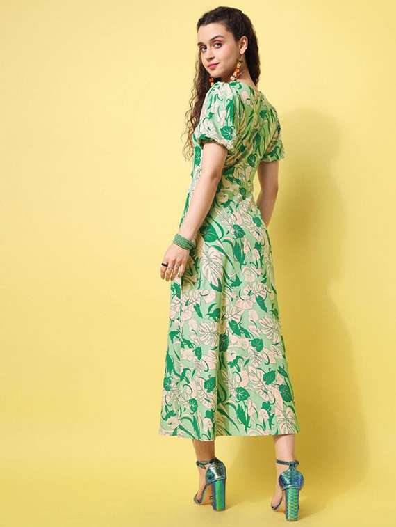 women printed short sleeves a-line dress - 22549303 -  Standard Image - 3