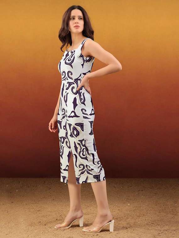 women printed sleeveless bodycon dress - 22549334 -  Standard Image - 3