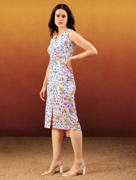 women printed sleeveless high low dress - 22549342 -  Standard Image - 3