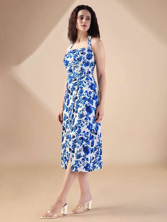 women printed halter neck a-line dress - 22549350 -  Standard Image - 3