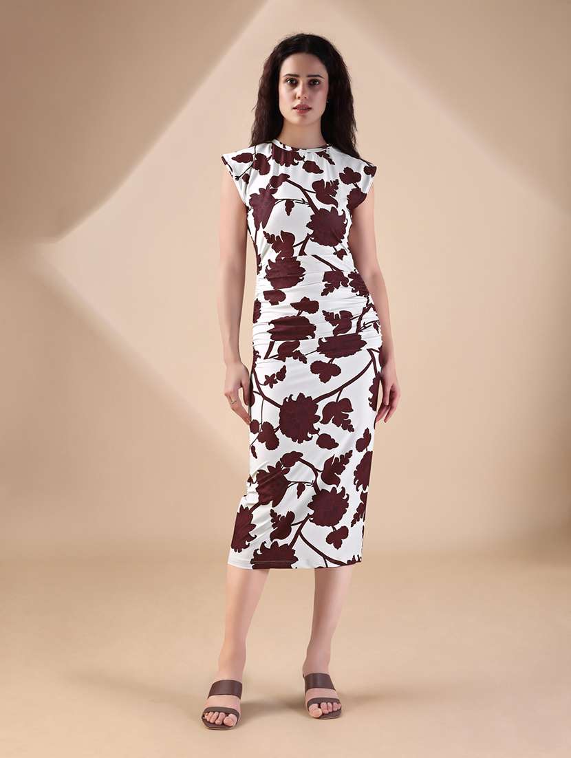 women printed sleeveless bodycon dress