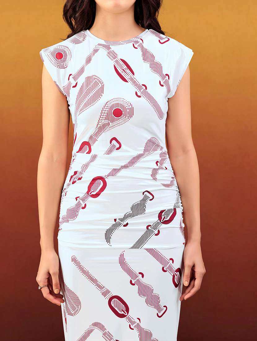 women printed cap sleeves bodycon dress - 22549357 -  Standard Image - 5