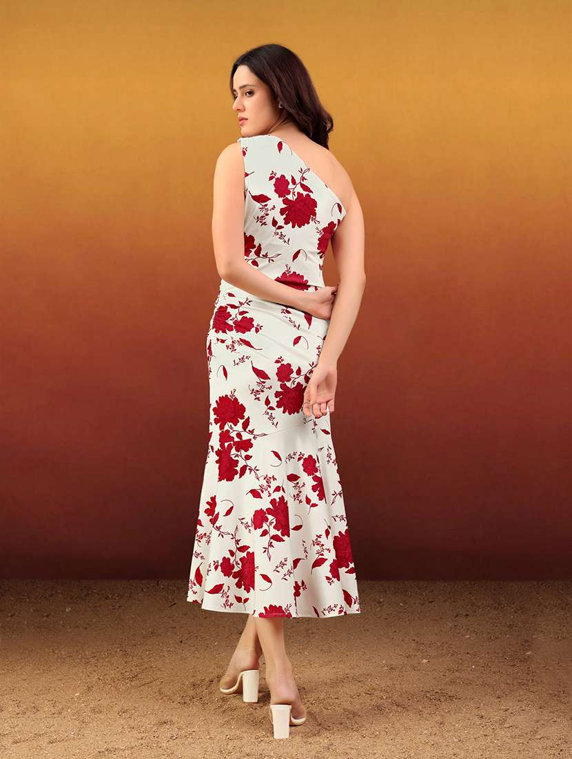 women printed single shoulder sheath dress - 22549362 -  Standard Image - 3