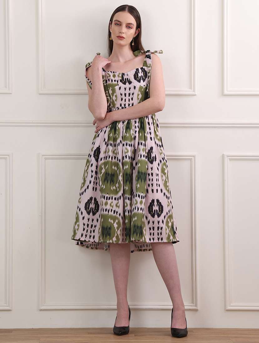 women printed shoulder strap fit and flare dress - 22549378 -  Standard Image - 3