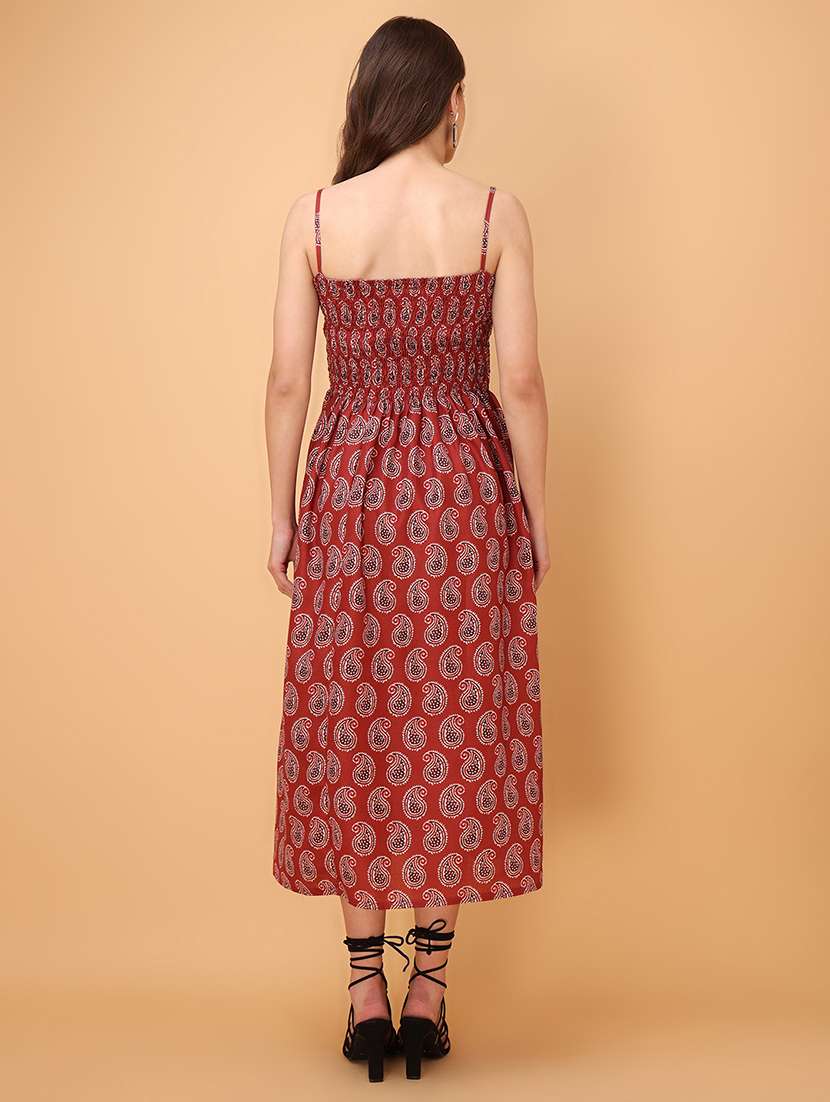 Women Printed Shoulder Strap Fit And Flare Dress - 22549422 -  Standard Image - 3