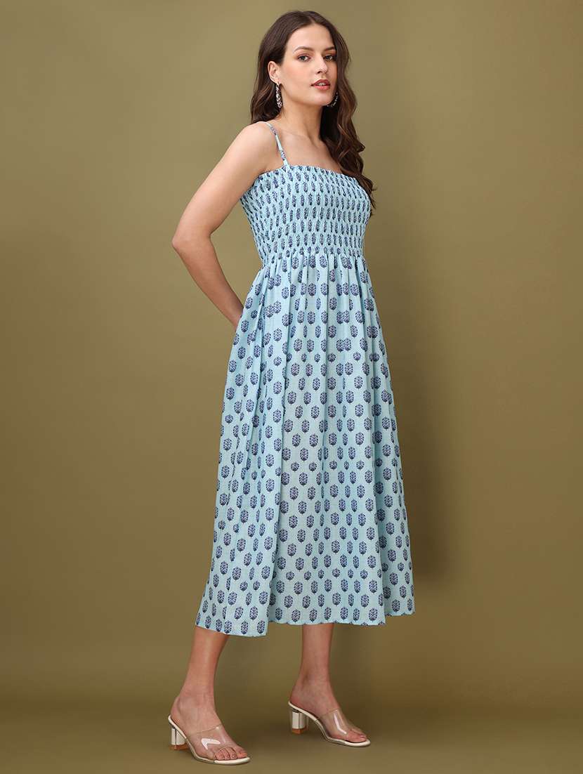 Women Printed Shoulder Strap Fit And Flare Dress - 22549425 -  Standard Image - 3
